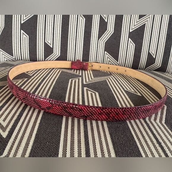 DKNY Red Black Leather Snakeskin Belt Size L - Picture 7 of 12